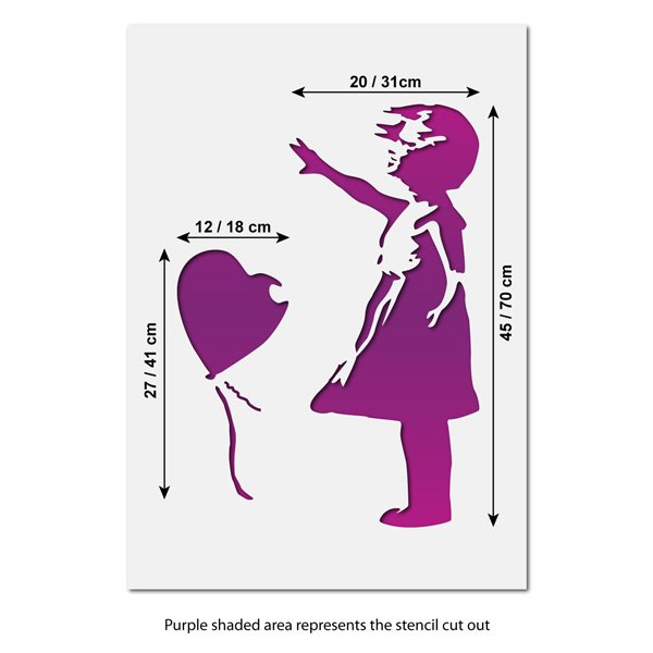 Large Banksy BalloonGirl Wall Stencil Sizes
